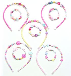 Bracelet en acrylique perlé fait à la main, bandeau coloré, ensemble d'accessoires mignons pour enfants - Product Image 4