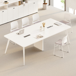 Table de conférence en bambou, longue, rectangulaire, minimaliste, moderne, pour réunions du personnel, style banc, simple, grande table de direction - Product Image 2