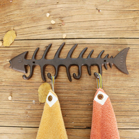 Comfify Porte-manteau mural en fonte, finition miroir, style rustique antique, motif arêtes de poisson, 4 crochets, vis