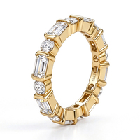 Bague d'éternité personnalisée en argent sterling 925 avec moissanite, taille octogonale et ronde, vente en gros, bijoux fins, fabricant d'usine