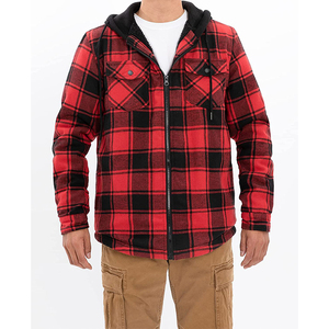 Áo khoác sơ mi kẻ ca rô có mũ trùm đầu, khóa kéo toàn thân, may đo theo yêu cầu, dành cho nam, chất liệu flannel, có mũ trùm đầu - Product Image 5