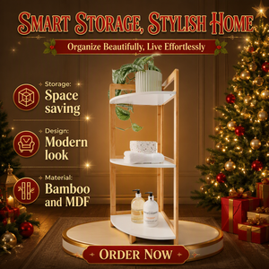 Freestanding Bamboo <strong>Corner</strong> Rack 3 Tier MDF Shelves <strong>Bathroom</strong> <strong>Corner</strong> <strong>Storage</strong> Shelving <strong>Unit</strong> for Home Organization - Product Image 1