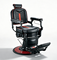 Chaise rétro noire de qualité supérieure avec cadre rouge, mobilier hydraulique pour salon de coiffure masculin