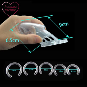 Petit dispositif de chasteté masculin standard, cage à pénis avec 5 anneaux de différentes tailles, serrure en laiton, étiquettes de numérotation de verrouillage, jouets sexuels <span class=keywords><strong>CB6000</strong></span> - Product Image 4