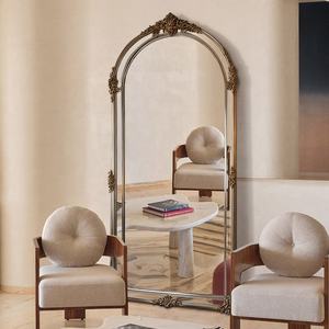 यूरोपीय शैली की विशाल पूर्ण लंबाई के फर्श दर्पण कस्टम ड्रेसिंग रूम फिटिंग फ्रेंच रेट्रो नक्काशीदार ड्रेसिंग मिरर घरेलू उपयोग - Product Image 4