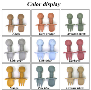 Juego de Cuchara y Tenedor de Silicona Reutilizables, Libres de BPA, para Bebés, de Grado Alimenticio, para Niños Pequeños, Utensilios para la Hora de Comer, Vajilla Infantil, Regalo - Product Image 2