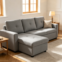Canapé-lit pliable en forme de L, 3 places, en tissu, pour salon, chambre, appartement, petite maison