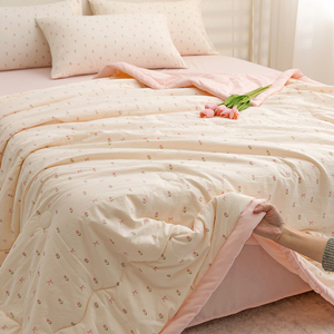 Ánh sáng oxy bông in đậu nành mùa hè Chăn bốn mảnh điều hòa không khí Bộ giường đặt mát mẻ mùa hè lõi mỏng - Product Image 2