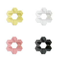 Autocollants muraux imperméables en acrylique de conception hexagonale colorée pour la décoration intérieure, vente chaude, décoration intérieure 3D, autocollant miroir
