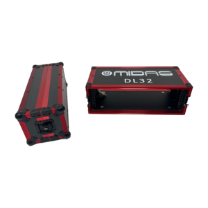 Flight Case OEM Nero in Compensato e Alluminio Rosso 3U per Altoparlanti e Amplificatori Audio MidasDL32, Impermeabile IP67, con Porte Anteriore e Posteriore Combinabili - Product Image 2