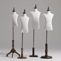 Mannequin enfant torse supérieur avec base en bois vintage pour magasin de vêtements, présentoir de vitrine fille garçon