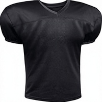 Jersey Sepak Bola Pria Hitam V-Neck Lengan Pendek Bahan Mesh, Menyerap Keringat, Cocok untuk Semua Musim, Pakaian Olahraga