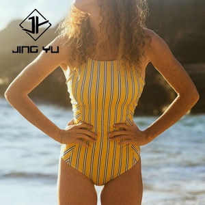 Maillot de bain une pièce pour femme, imprimé rayé double face Aloha de plage personnalisé, tissu recyclé de luxe, à nouer - Product Image 4