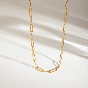 Geometric <b>Cross</b> <b>Chain</b> Necklace 18K Gold Stainless Steel Everyday Wear Unisex - Product Image 3