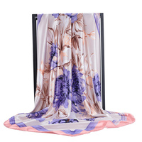 Écharpe en satin à imprimé floral, ruban long rayé, foulard de créateur pour sac à main, idéal pour l'été, pour femme, fabriqué à la main