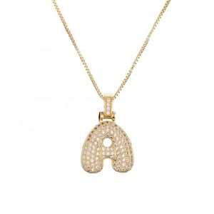 Collar con Colgante de Letra de Zirconia para Mujer, Joyería Personalizada de Moda, Venta Caliente, Collar con Inicial de Acero Inoxidable con Baño PVD de 18K - Product Image 1