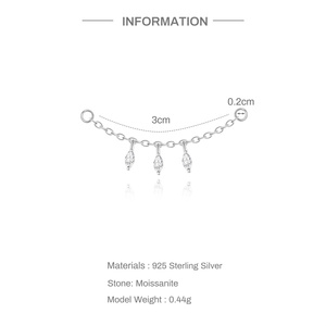 Componente de Pendiente de Plata de Ley S925 con Moissanita Marquise para Accesorios de Perforación - Product Image 5
