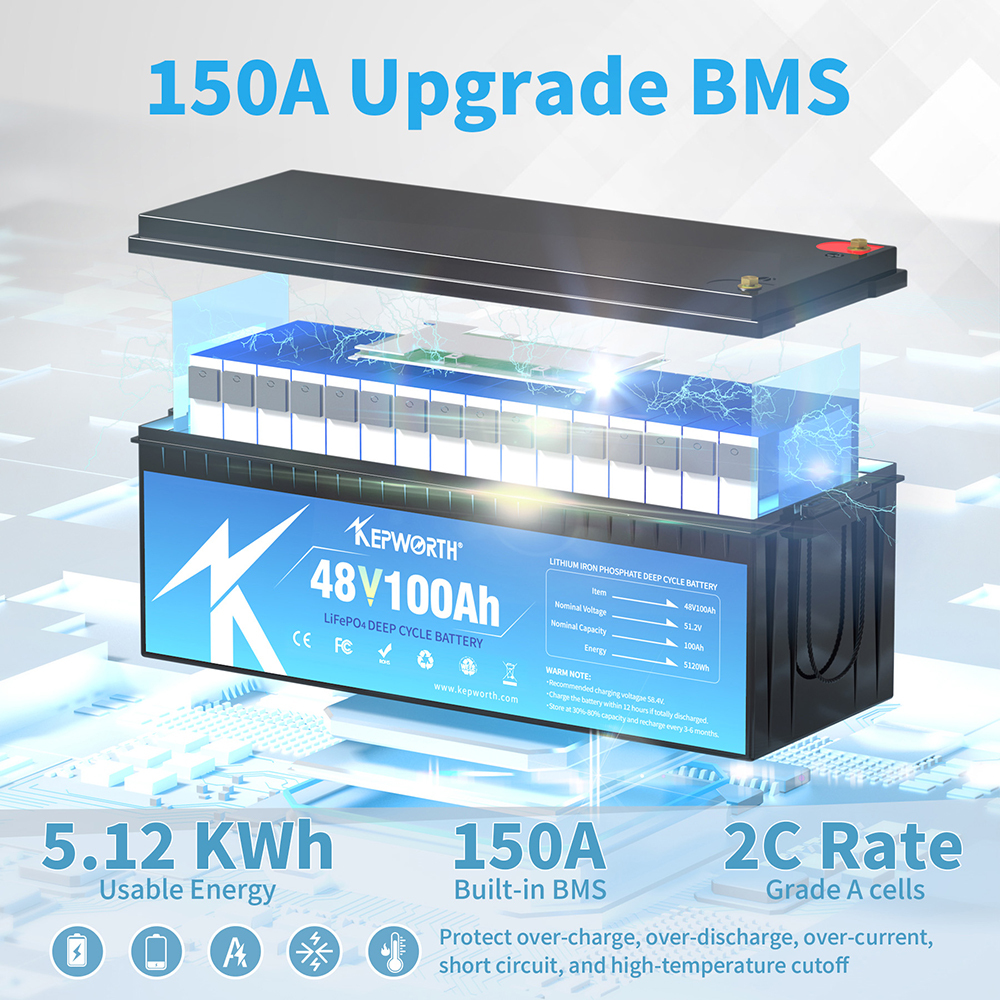 Tax Free EU Stock Kepworth Lithium Battery 36v 100Ah 48v 100Ah Blue Tooth Lifepo4 Battery With 100A Smart BMS 48v 100Ah Battery · image 4