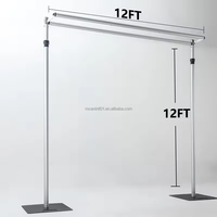 Support de drapé en aluminium à double barre transversale réglable pour fond de scène de mariage, salon professionnel, stand de rideau