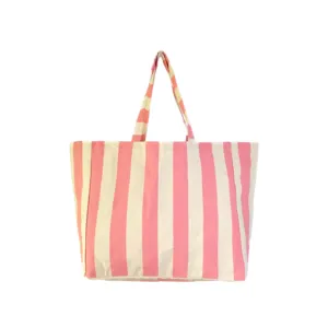 Neue Vogue Recyclable Pink Striped Cotton Canvas Bag Kunden spezifisches Logo mit Druck Umwelt freundliche Canvas Shopping Bag als Geschenk