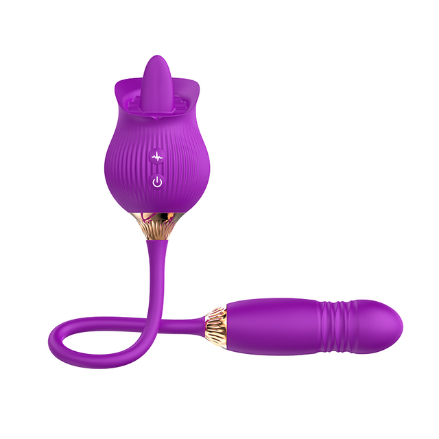 Two in One Tongue Licking Telescopic Vibrator Female Clitoral Stimulator Portable Adult Female Toy
