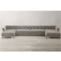 Ensemble de canapés sectionnels Chesterfield en forme de U, style capitonné, pour salon