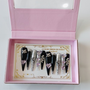 <span class=keywords><strong>Halloween</strong></span> 3D hecho a mano acrílico falso diseñador gótico <span class=keywords><strong>uñas</strong></span> Y2K ÚLTIMAS TENDENCIAS 3D calavera corazón serpiente gótico lujo prensa en las <span class=keywords><strong>uñas</strong></span> - Product Image 1