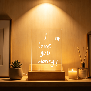 Hot Selling Beech USB Rectangular <b>Light</b> Wooden LED <b>Light</b> Base 3D LED Message Note Board - Product Image 3