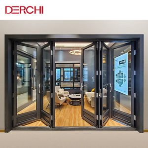 Porte pliante en <span class=keywords><strong>aluminium</strong></span> à rupture de pont thermique DERCHI, vente chaude aux États-Unis, certifiée NFRC, porte accordéon en verre pour balcon, porte patio pliante - Product Image 1