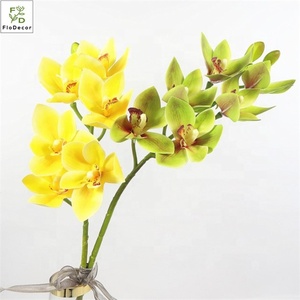 Kualitas Tinggi Dekorasi Pesta Pernikahan Rumah Berlapis Lateks Imitasi <span class=keywords><strong>Cymbidium</strong></span> Bunga Anggrek Sentuhan Asli