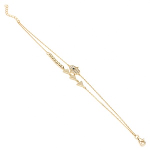 Fabricant de bijoux en laiton unique Gemice, bijoux en laiton plaqué or double, main de Fatima, triangle, zircon, <span class=keywords><strong>bracelet</strong></span> en laiton - Product Image 1