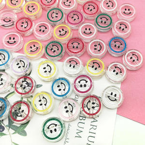 Cuentas Acrílicas Transparentes <span class=keywords><strong>de</strong></span> 19 mm con Orificio Grande, Forma Redonda Plana, Diseño <span class=keywords><strong>de</strong></span> Cara Feliz - Product Image 3