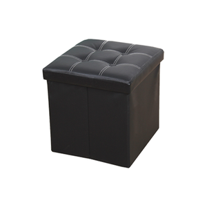 Sgabello Contenitore Pieghevole Moderno in Pelle Quadrato con Poggiapiedi Rimovibile per Camera da Letto e Soggiorno - Product Image 1