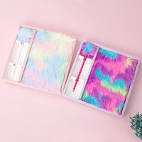 Carnet de notes de luxe mignon pour l'école, couverture en peluche dégradée, couverture rigide, papeterie personnalisée, best-seller