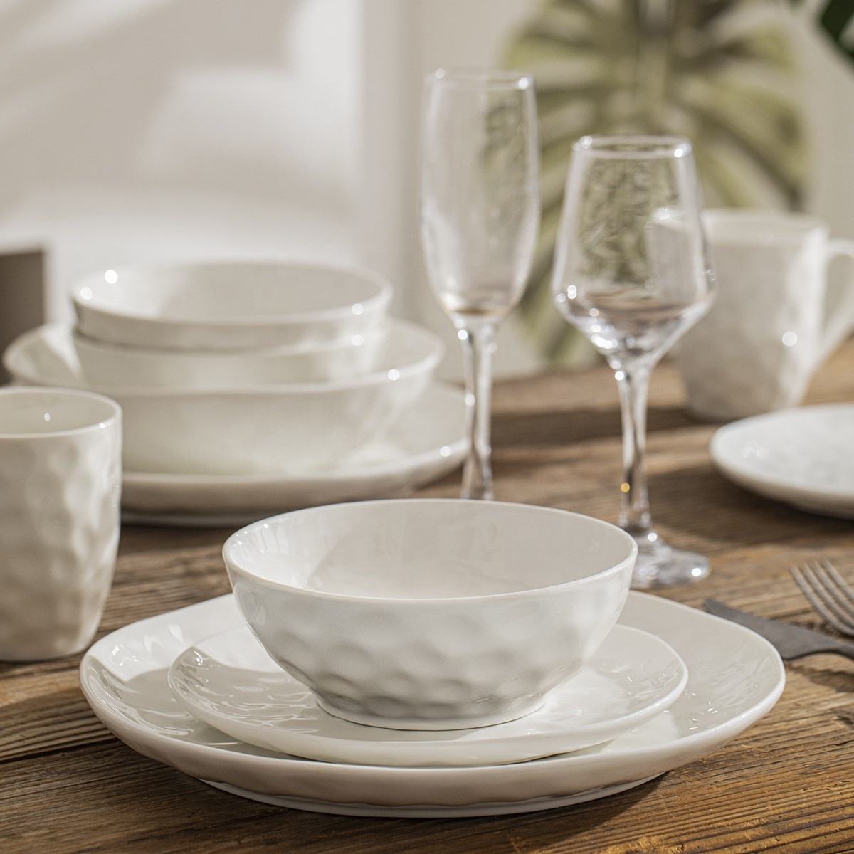 Factory Direct 24 Piece Dinnerware Sets White Porcelain With