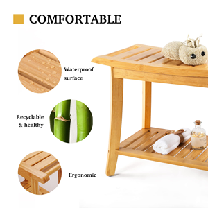ม้านั่งอาบน้ำไม้ไผ่และไม้สักดีไซน์หรูหราทันสมัย พร้อมที่เก็บของในตัว - Product Image 4