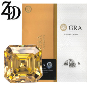 Lemon Yellow Ascher Moissanite Loose Stone Square Shape GRA Certified For Jewelry Making - Product Image 1