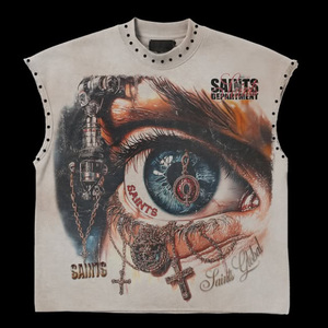 Gilet Oversize Senza Maniche in <span class=keywords><strong>Cotone</strong></span> Morbido Pesante 280 GSM con Strass, Vestibilità Boxy Cropped Personalizzata, Collo Rotondo, Stile Gym - Product Image 3