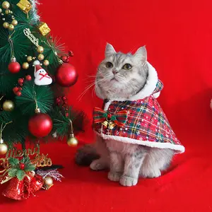 Оптовая продажа, товары для щенков, милая Рождественская Одежда для собак, Рождественская накидка для домашних животных