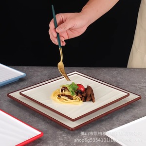 <b>Melamine</b> square <b>plates</b> for restaurants, steak, pasta, and hotels; imitation porcelain <b>plates</b> for cold dishes and pastries; - Product Image 4