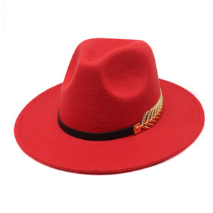 Chapeau Fedora en imitation laine pour femmes, décoration en plumes dorées européennes et américaines, style jazz, automne-hiver, <span class=keywords><strong>vintage</strong></span> britannique - Product Image 3
