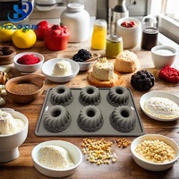 Moule à cupcakes, muffins et beignets en silicone flexible de qualité supérieure, écologique, à démoulage facile, de qualité alimentaire, 6 cavités, couleur personnalisée