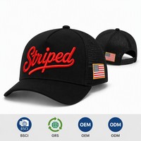 Cappellino da Baseball Premium Personalizzato con Logo, Ricamo 3D a Rilievo, Corona Crema, Visiera Blu Navy, Doppio Tono, Visiera Curva, Patch Bandiera USA a Foglia
