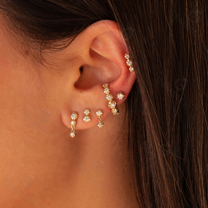 Ensemble de boucles d'oreilles en diamants Gemnel, taille brillant rond, sertissage clos, bijoux fins classiques, pour femmes, mariage, certifié GIC - Product Image 2