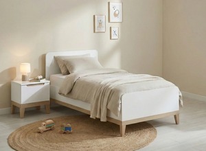 EN71 E0/E1 CARB Commode scandinave blanche mate pour bébé et enfant avec poignées encastrées doublées et pieds coniques - Product Image 6