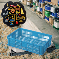 Caisses en plastique en maille HDPE de haute qualité, boîte solide, couleur personnalisée, stockage efficace des fruits, marque JINDU, MOQ 610x420x360mm