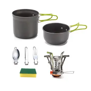 Set di stufe da campeggio portatile WC-023 pentola 1-2 persone set da cucina all'aperto