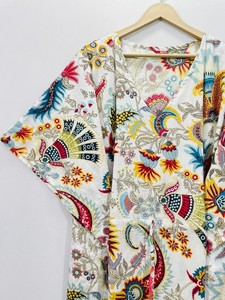 Women's Casual Wear Floral Print <b>Kaftan</b> <b>Dress</b> Long Boho Style <b>Dress</b> Relaxed Fit Gathered Drawstring Waist Outfit - Product Image 4