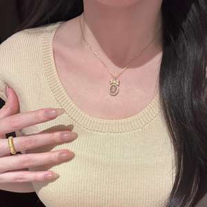 Collar Zhaocai Clásico de Lujo de Alta Gama en Plata de Ley S925 con Diamantes Amarillos en Forma de Cuarzo, Colgantes con Diamantes Cuadrados - Product Image 3