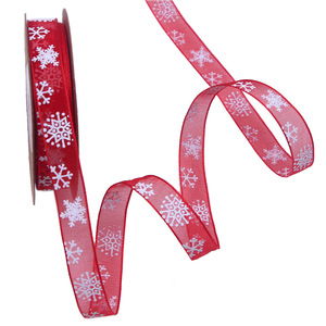 Pita salju busa Natal organza kemasan pohon Natal pita salju poliester hadiah - Product Image 2